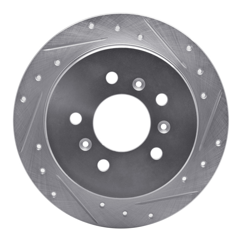 Buick LaCrosse Brake Rotor (1) - Rear Right - R1 Concepts - Drilled & Slotted - Silver - `06-`10